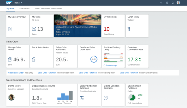 SAP Fiori Launchpad Home Launchpad home page Size L XL 1 70